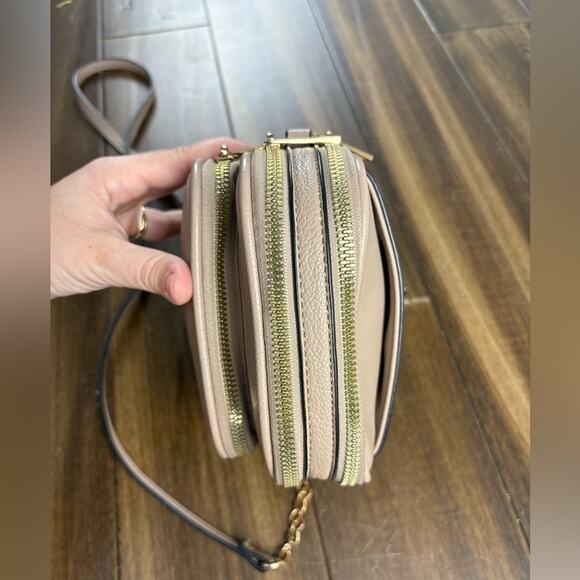 Adjustable Strap Chain Zipper Beige Crossbody Bag Purse Handbag - Picture 6 of 15